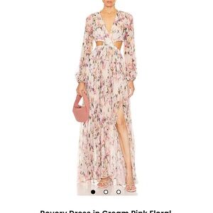 REVOLVE Floral Long Sleeve Dress in Cream and Pink / Worn once for a short time